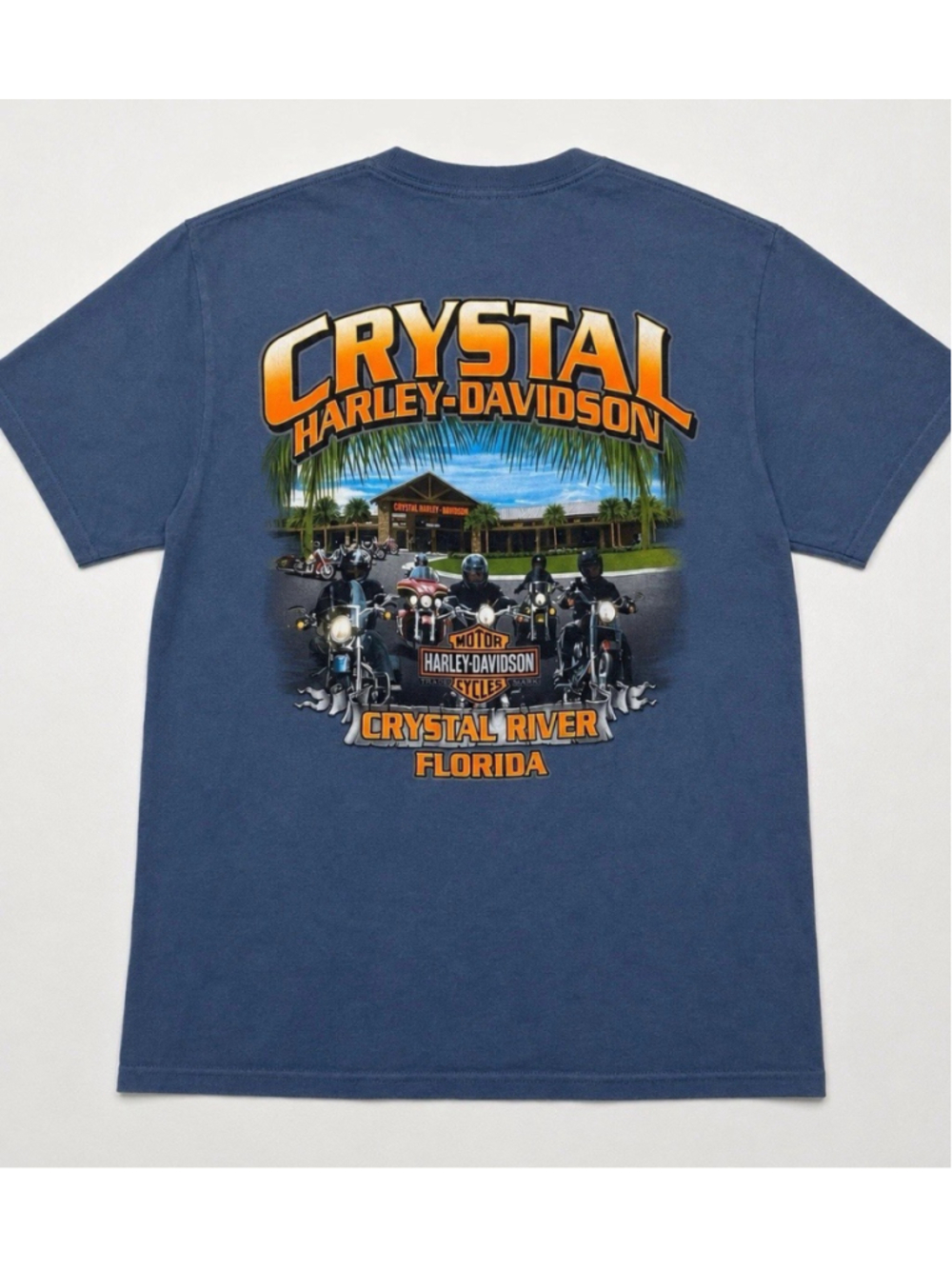 Harley Davidson Short Sleeve Tshirt Mens Size Medium Crystal River Florida Blue